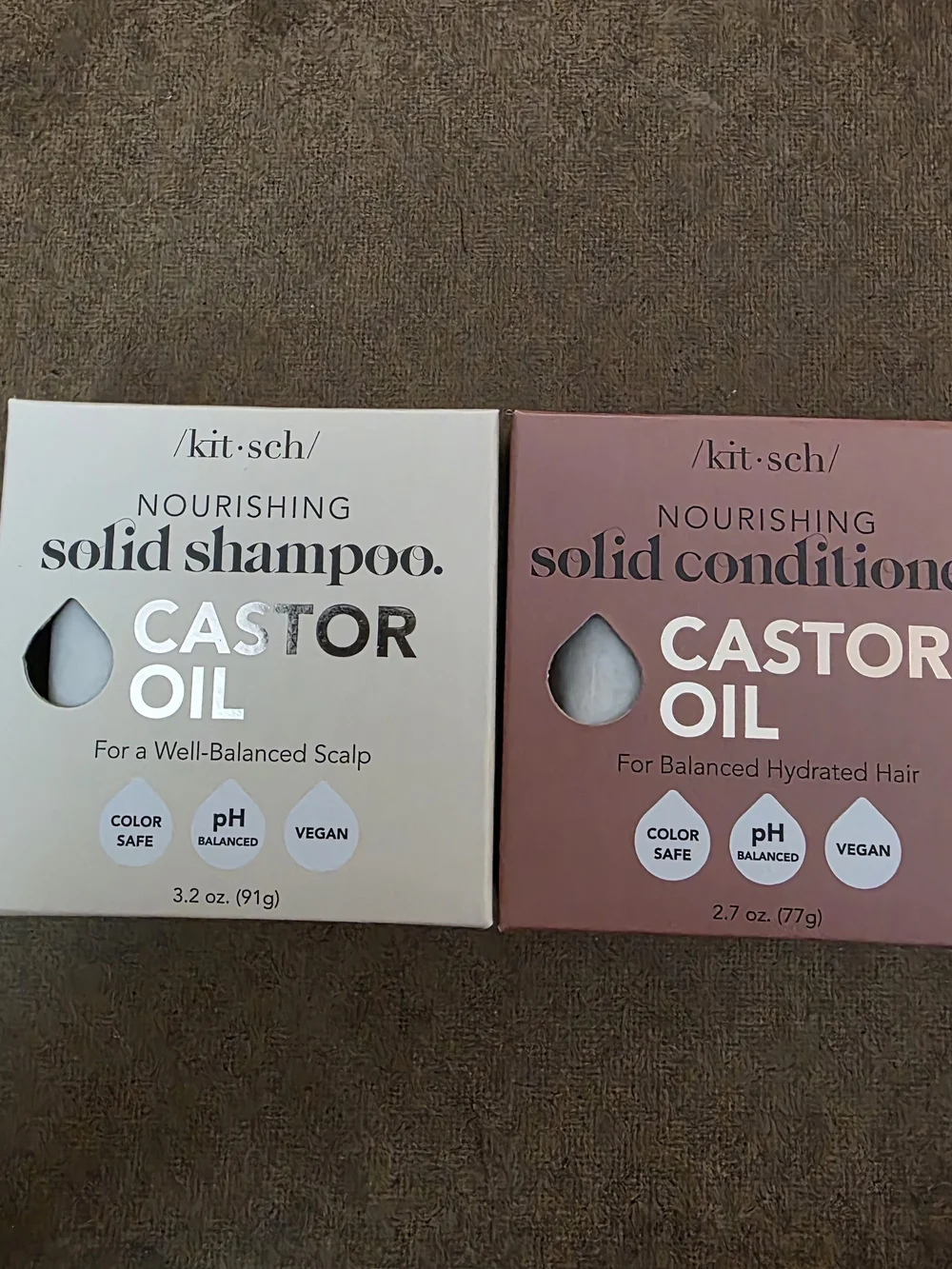 Kitsch Castor Oil Solid Shampoo & Conditioner Bars - Cream & Mauve